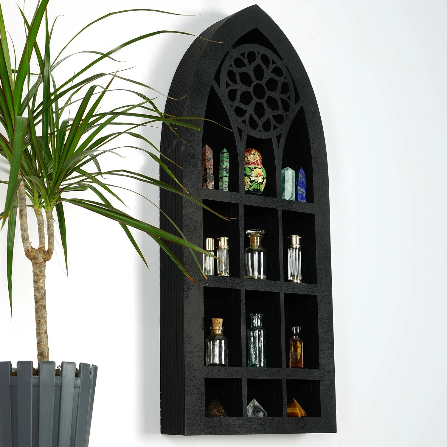 Organizues dekorativ prej druri, ngjyrë e zezë, Skye Decor, Meh207-S, 45x20x6 cm