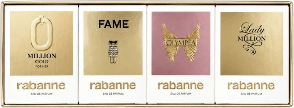 Set Eau de Parfum për femra Paco Rabanne Lady Million, Fame, Olympea, Million Gold 4 copë