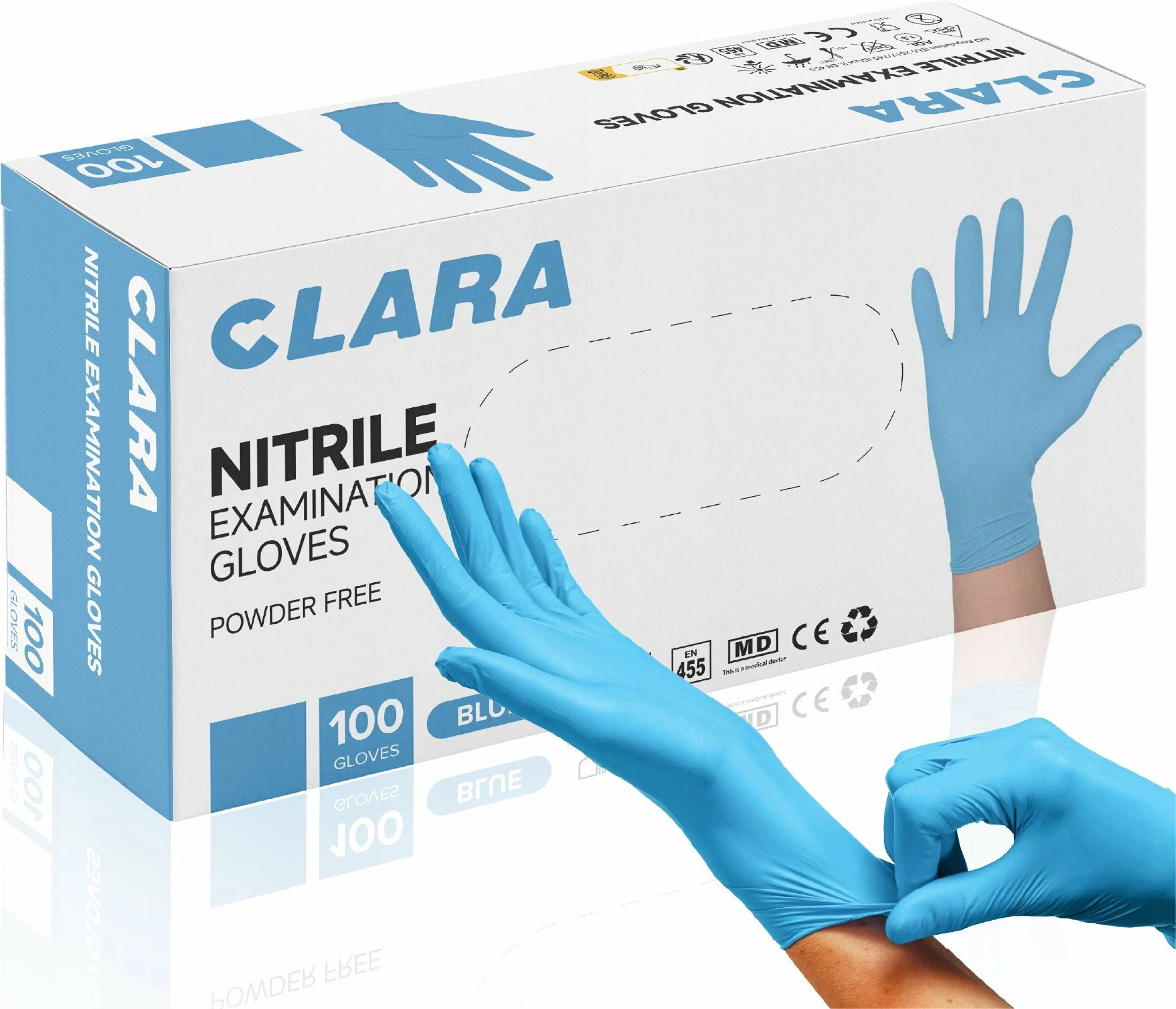 Doreza nitrili CLARA Regular Blue, XL, pa pudër, 100 copë, blu