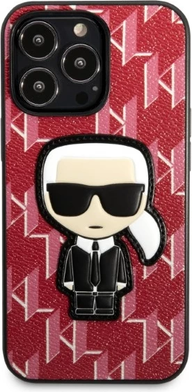 Mbështjellës Karl Lagerfeld KLHCP13LPMNIKPI për iPhone 13/13 Pro, hardcase, Monogram Ikonik Patch, Kuqe