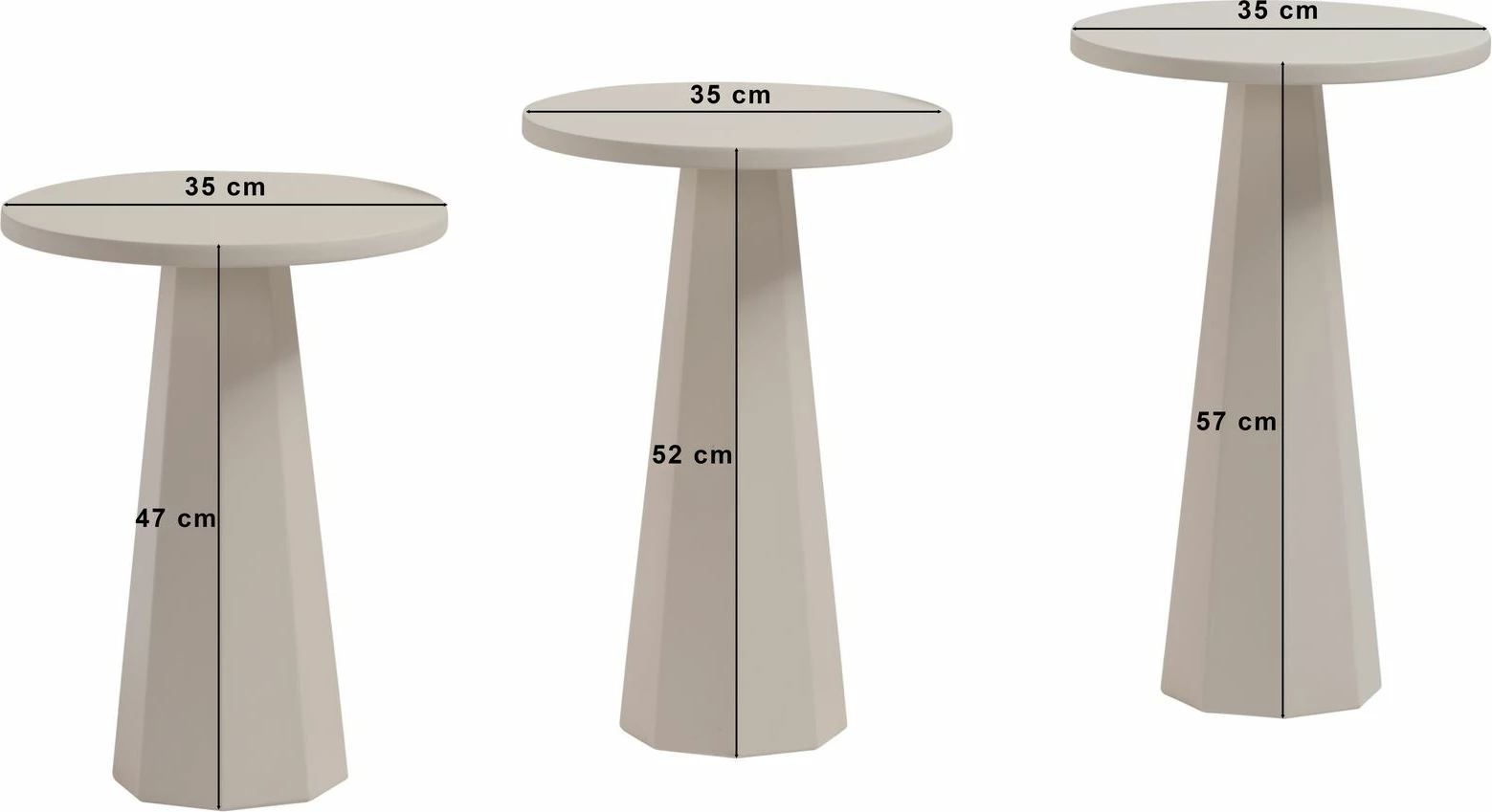 Set tavolinash anësore Skye Decor, Lilyum (57 + 52 + 47) - e bardhë