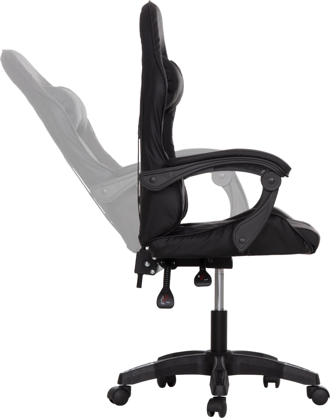 Karrige gaming STRATUS FH1231.01, e zezë, me jastëkë për mes dhe qafë, 62x62x119cm