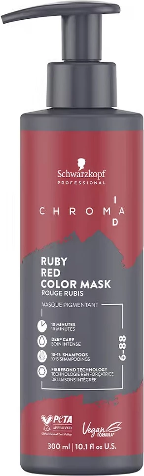 Maskë ngjyruese për flokë për femra Schwarzkopf Professional Chroma ID 6-88 Ruby Red 300ml