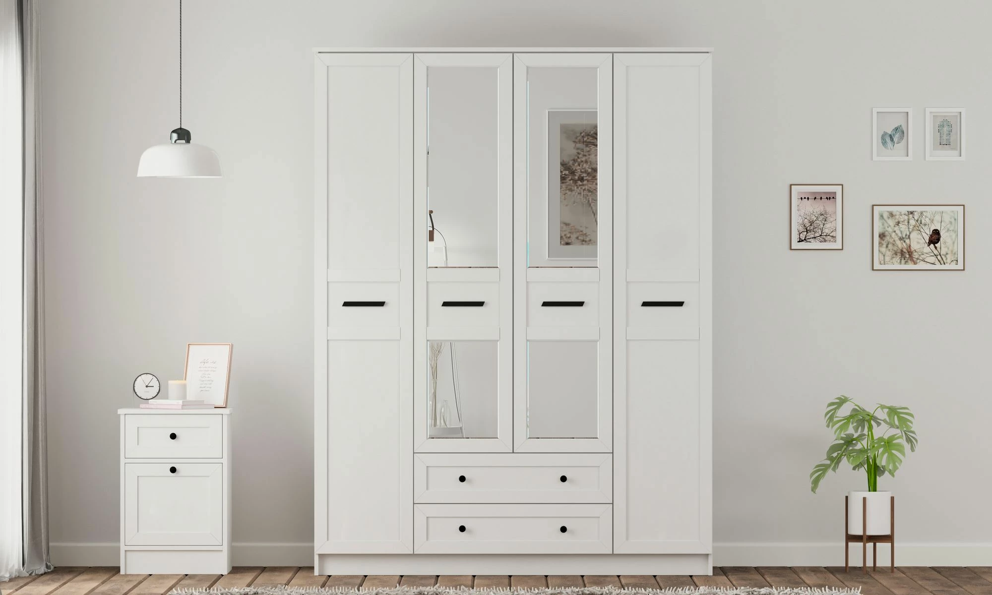 Dollap garderobe Skye Decor, ngjyrë e bardhë mat, RB-168-01-010