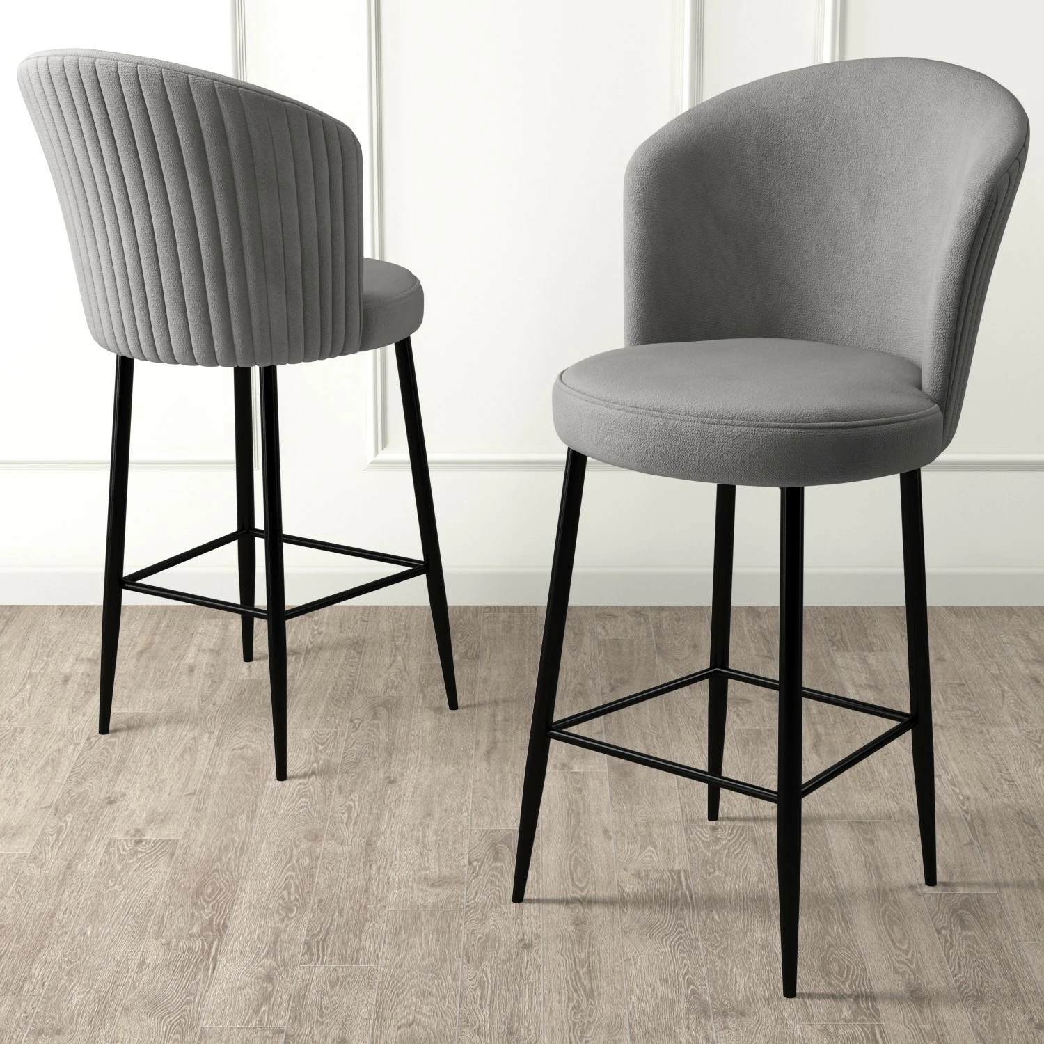 Set karrigesh për bar (4 copë), Hanah Home, Alte, gri, e zezë