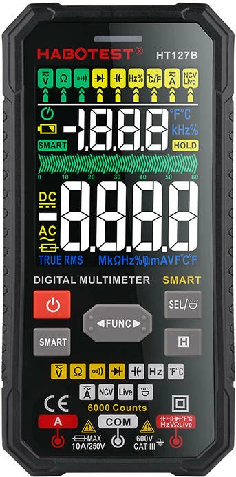 Multimetër digjital Habotest HT127B, universal, me ekran të madh, i zi