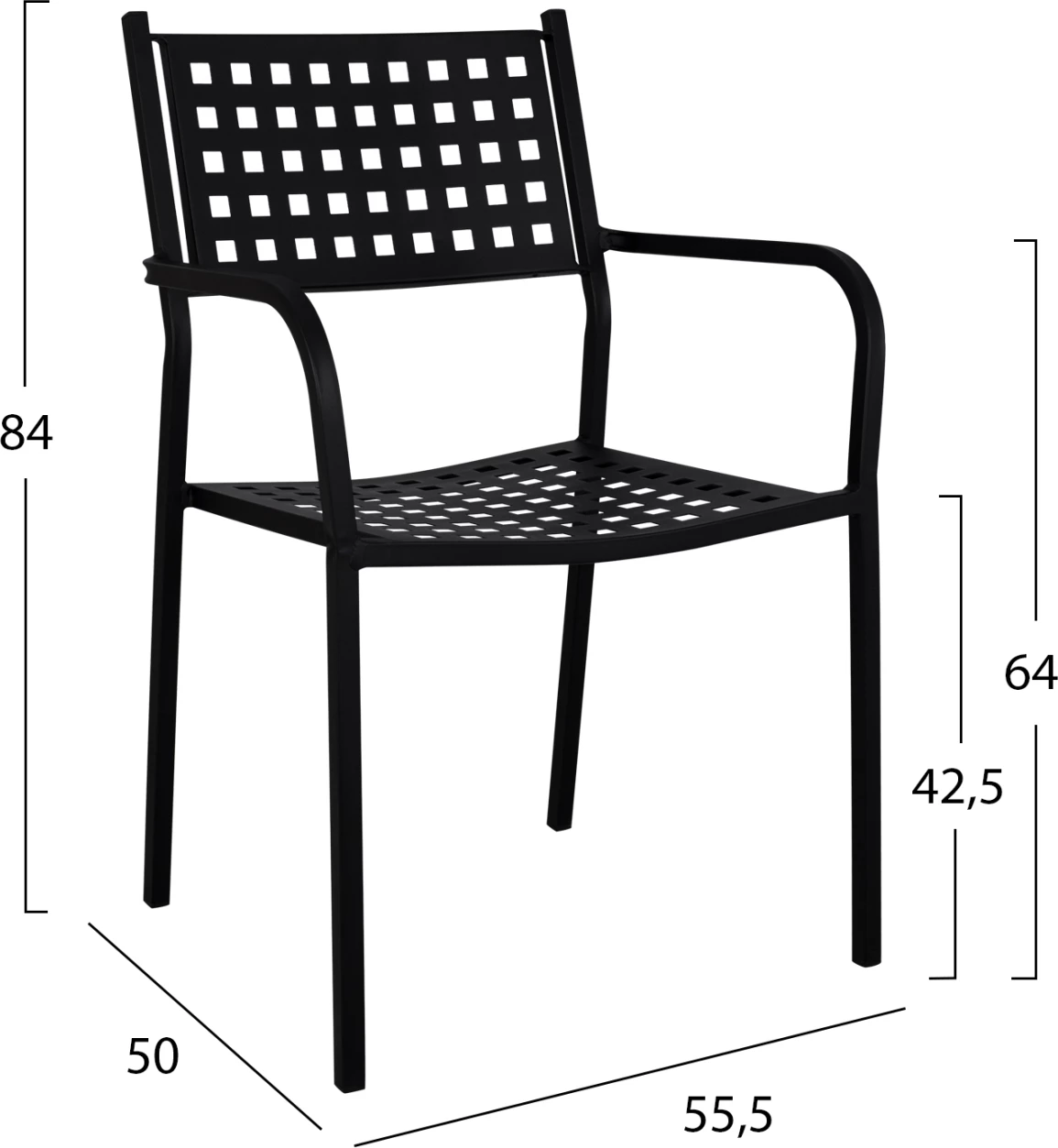Karrige metalike Zeta, ngjyrë e zezë mat, FH5031.01, 55,5x50x84 cm