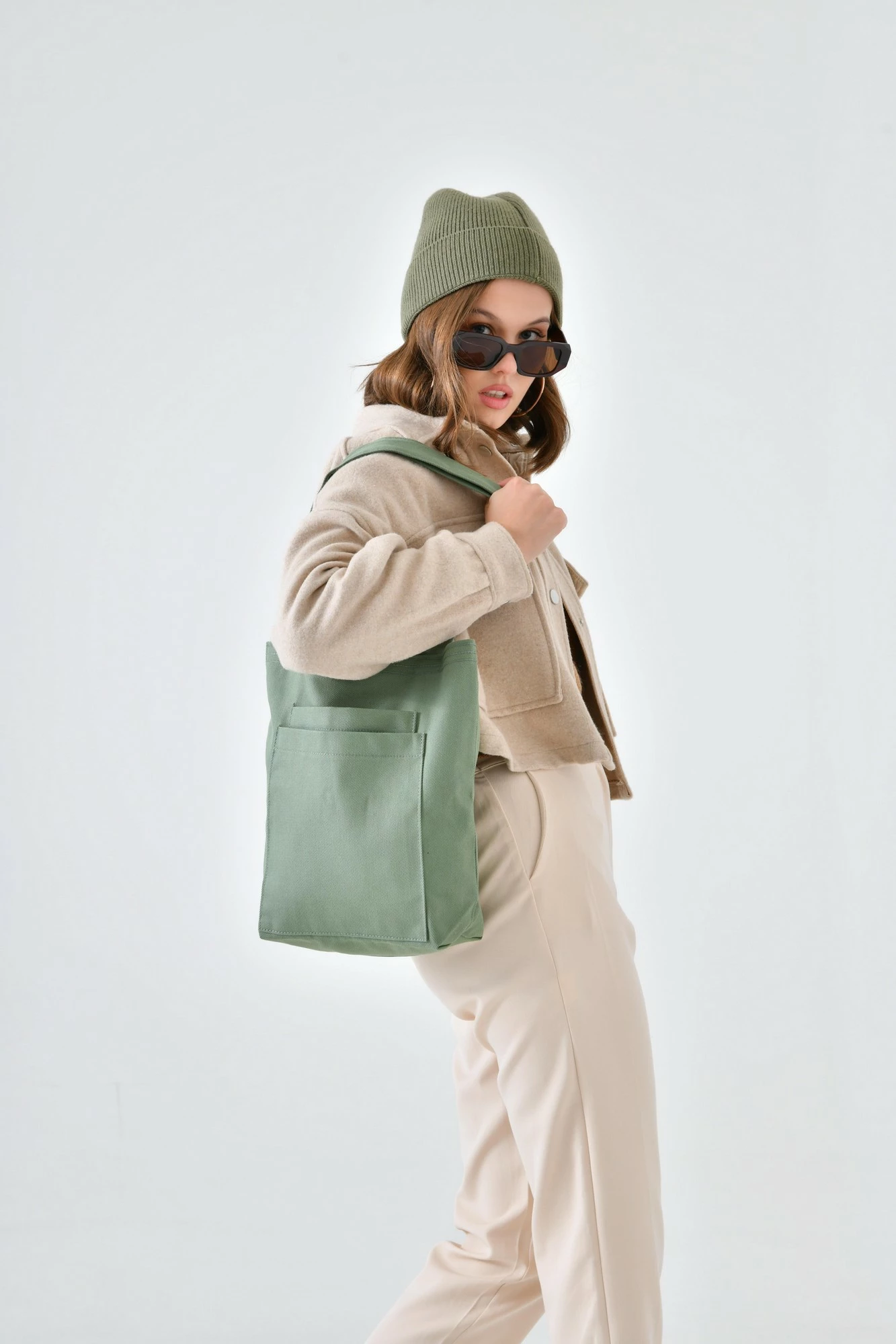 Çantë tote, ngjyrë mint, Zoozie Bags, 2117