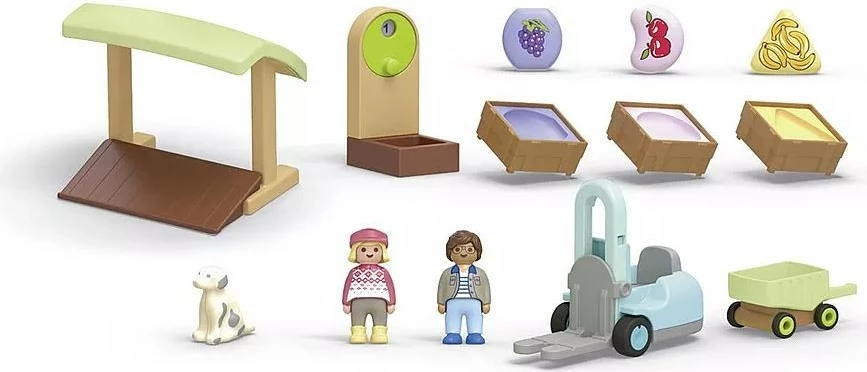 Set figurina Playmobil Junior 71691, stendë ekologjike me forklift, 17 pjesë