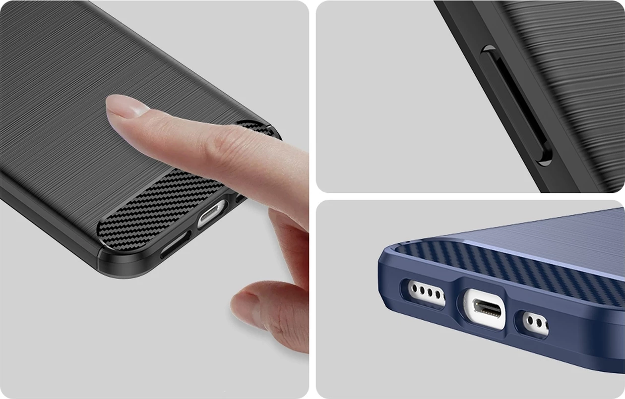 Mbështjellës Hurtel Carbon Case për iPhone 14 Plus, i zi