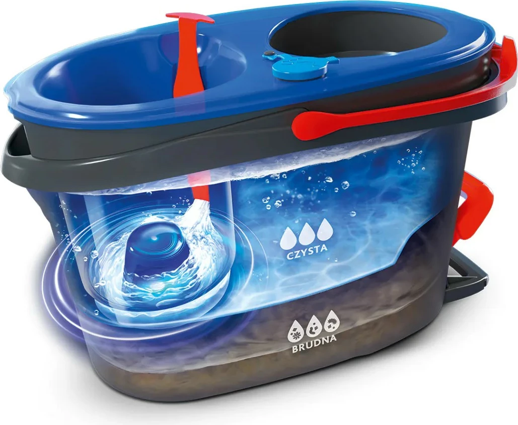 Mop Vileda H2Pro Spin me kovë dy dhoma, 178332, zi/blu/kuqe