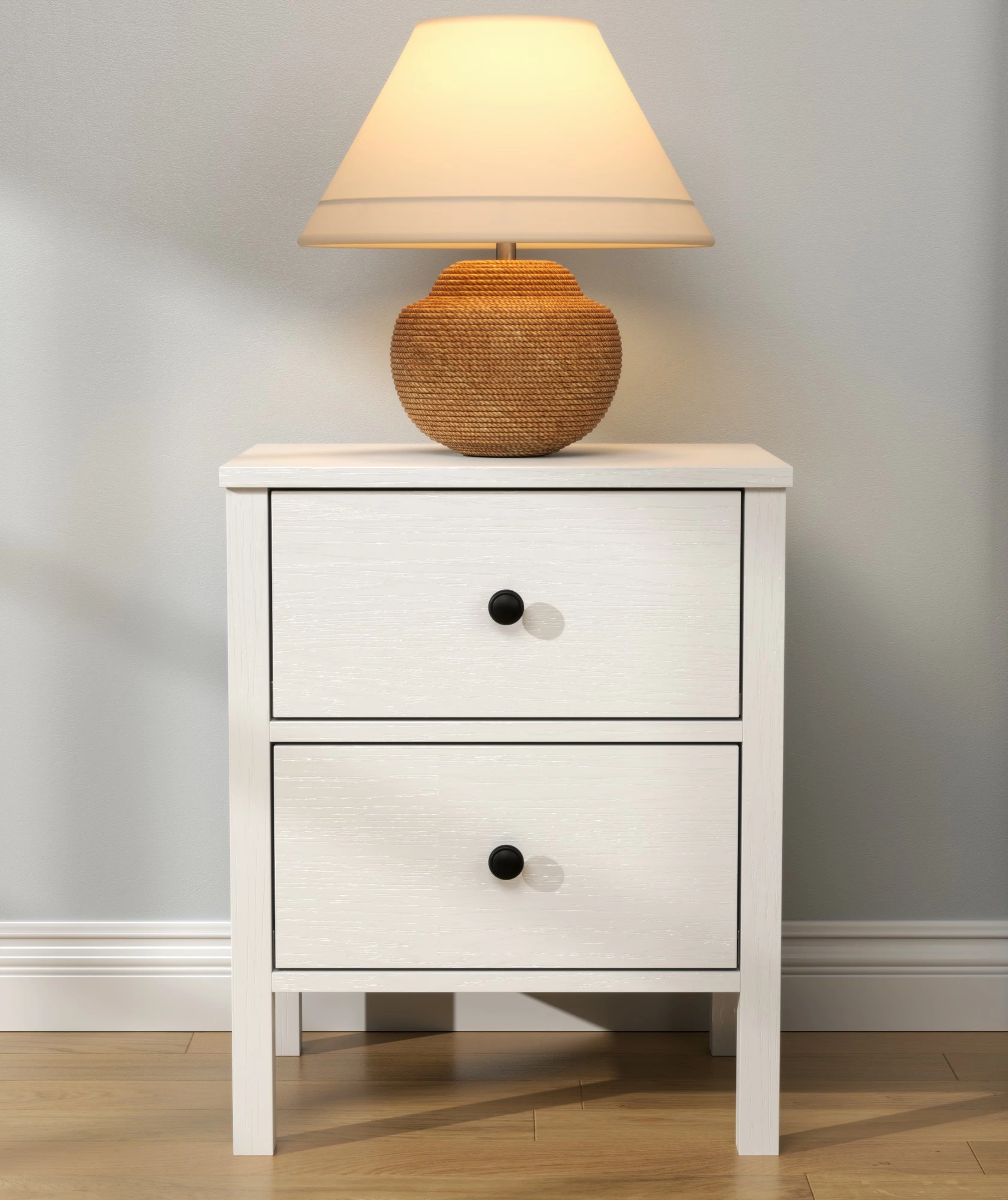 Komodinë Hanah Home, FRN-20029, ngjyrë druri dhe e bardhë