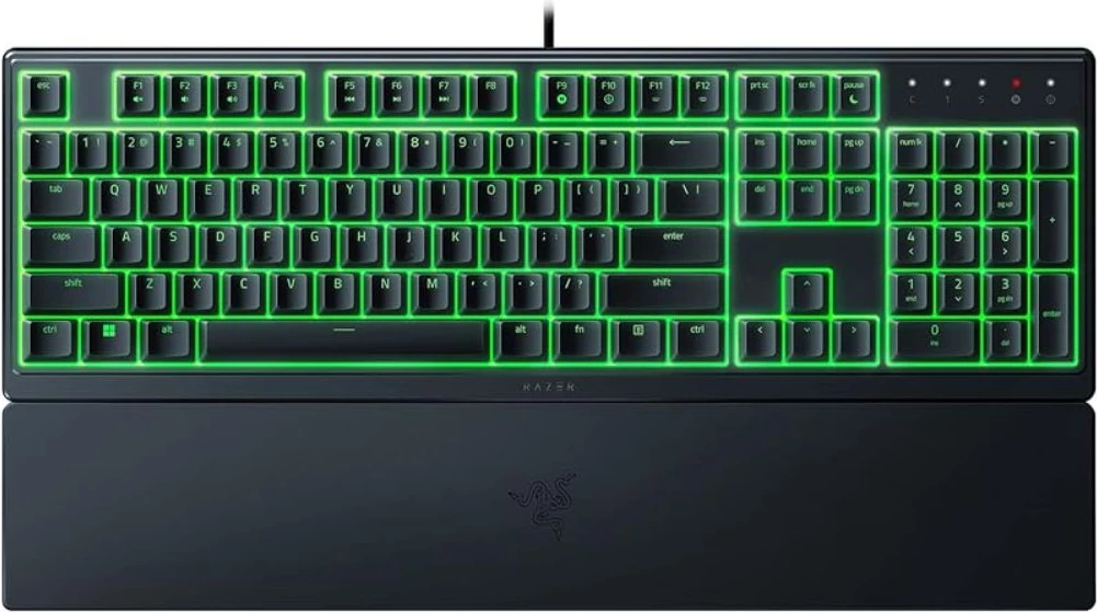 Tastierë, Razer Ornata V3 X RZ03-04470100-R3M1, US-Intl layout, ndriçim jeshil, me mbështetëse për kyçe, e zezë