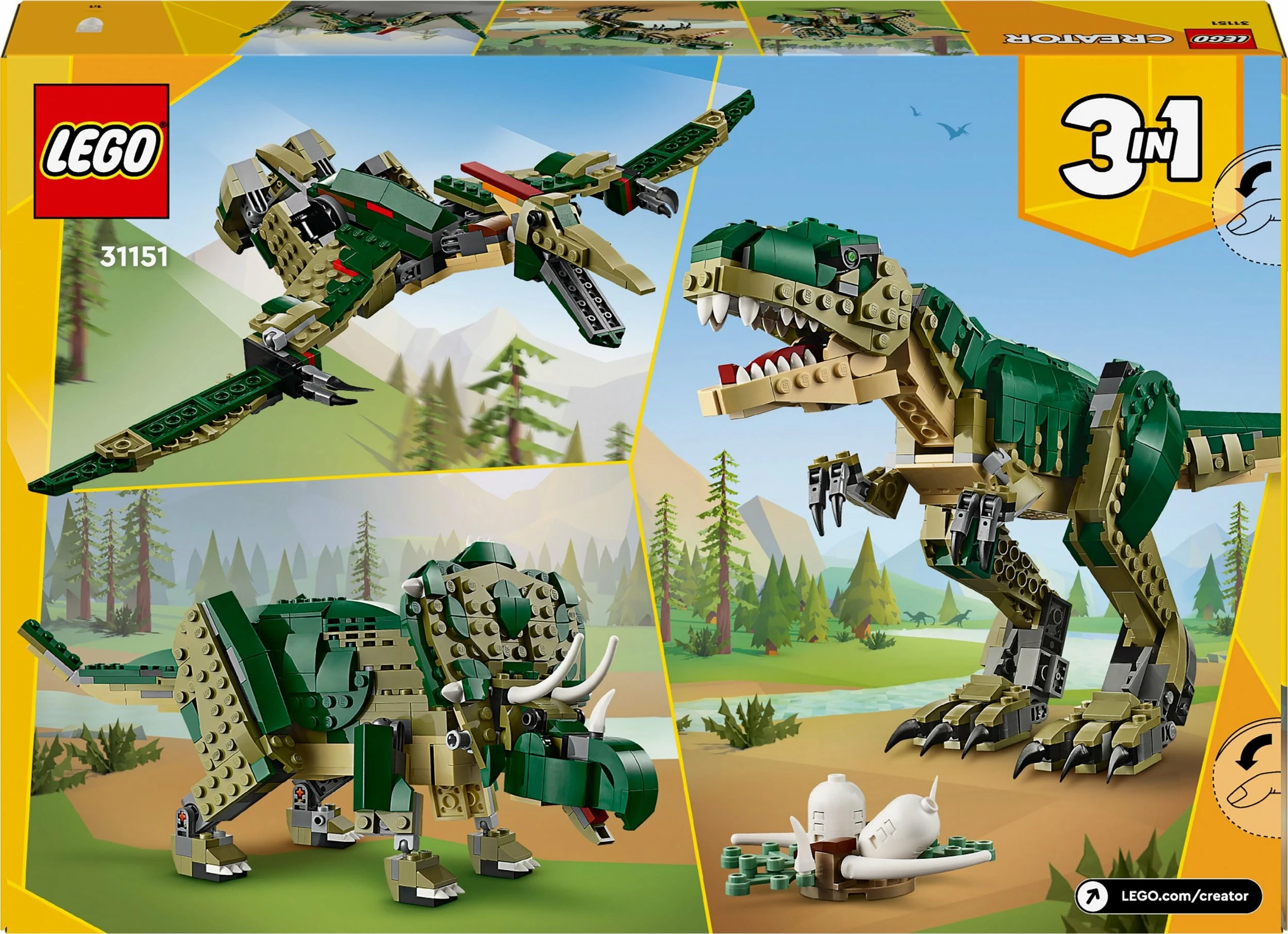 Set ndërtimi LEGO Creator 3-në-1 Tyrannosaurus 31151, 626 copë