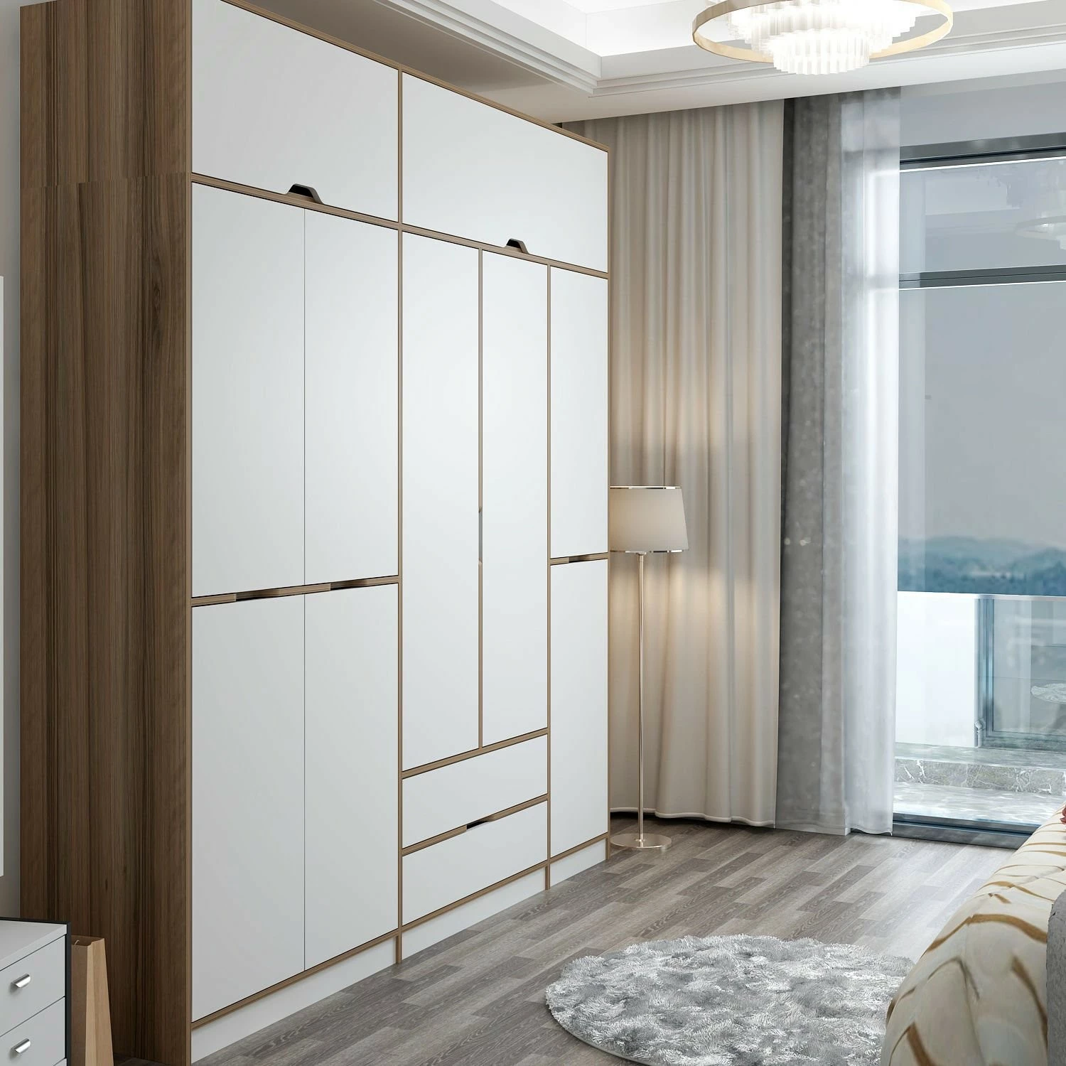 Dollap për rroba, ngjyrë e bardhë dhe dore, Skye Decor Elina - 8913