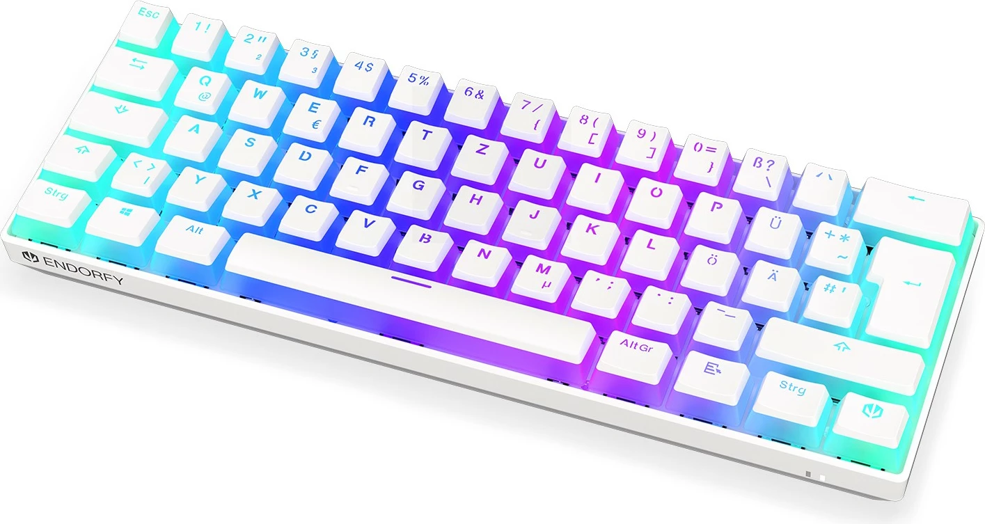 Tastierë mekanike Endorfy Thock Compact Wireless Pudding Onyx White, RGB, QWERTZ, wireless/USB, e bardhë