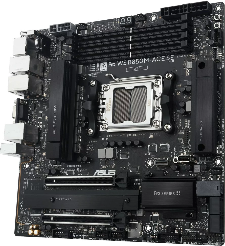 Pllakë amë ASUS PRO WS B850M-ACE SE, Socket AM5, ATX, 256 GB RAM, 10Gb Ethernet, E zezë