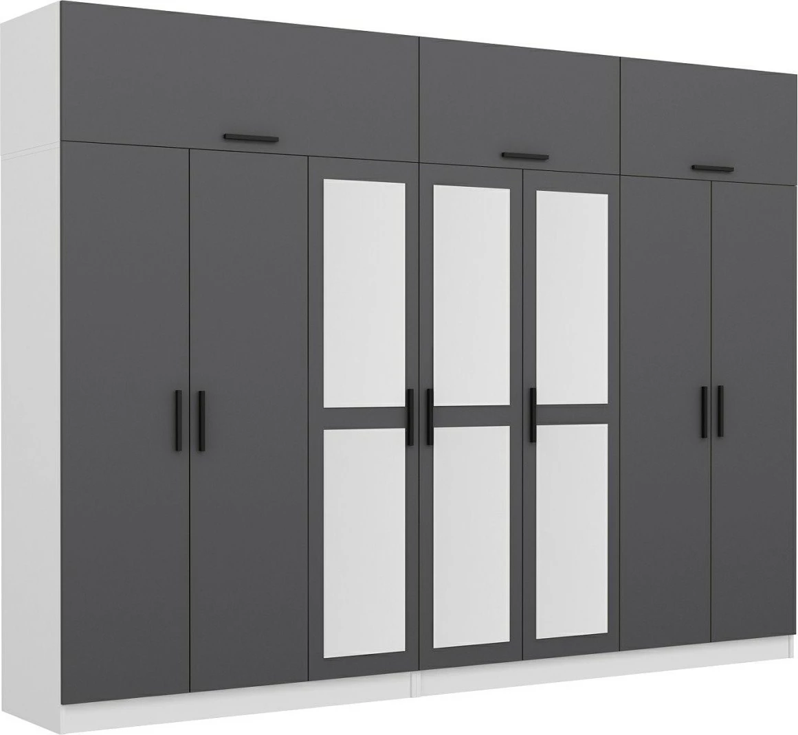 Dollap Skye Decor, anthracit-bardhë, 315x255x52cm