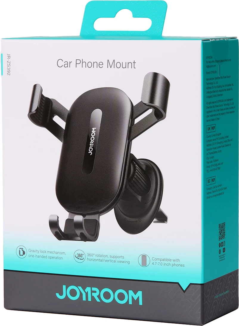 Mbajtës telefoni për veturë Joyroom JR-ZS392, për ventilator ajri, i zi