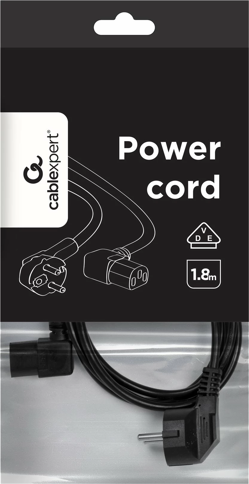 Kabllo rryme Gembird PC-186A-VDE, 1.8 m, e zezë