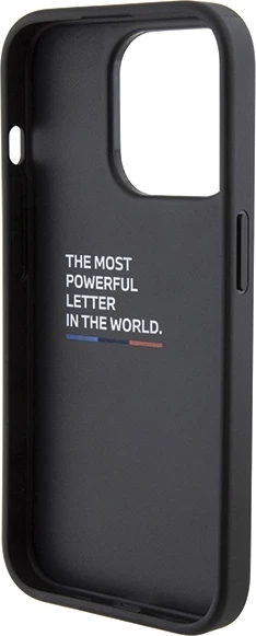 Mbështjellës BMW Quilted Tricolor për iPhone 15 Pro, i zi