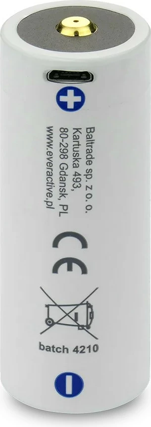 Bateri rikarikueshme Li-ion everActive 26650, 5200 mAh, 3.7V, me micro USB