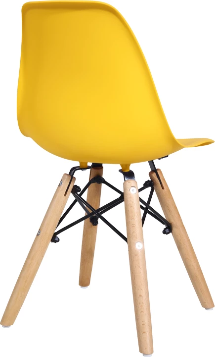 Karrige Julita për fëmijë, PP e verdhë, dru ahu natyral, 35x31x57.5cm, set prej 4 copësh