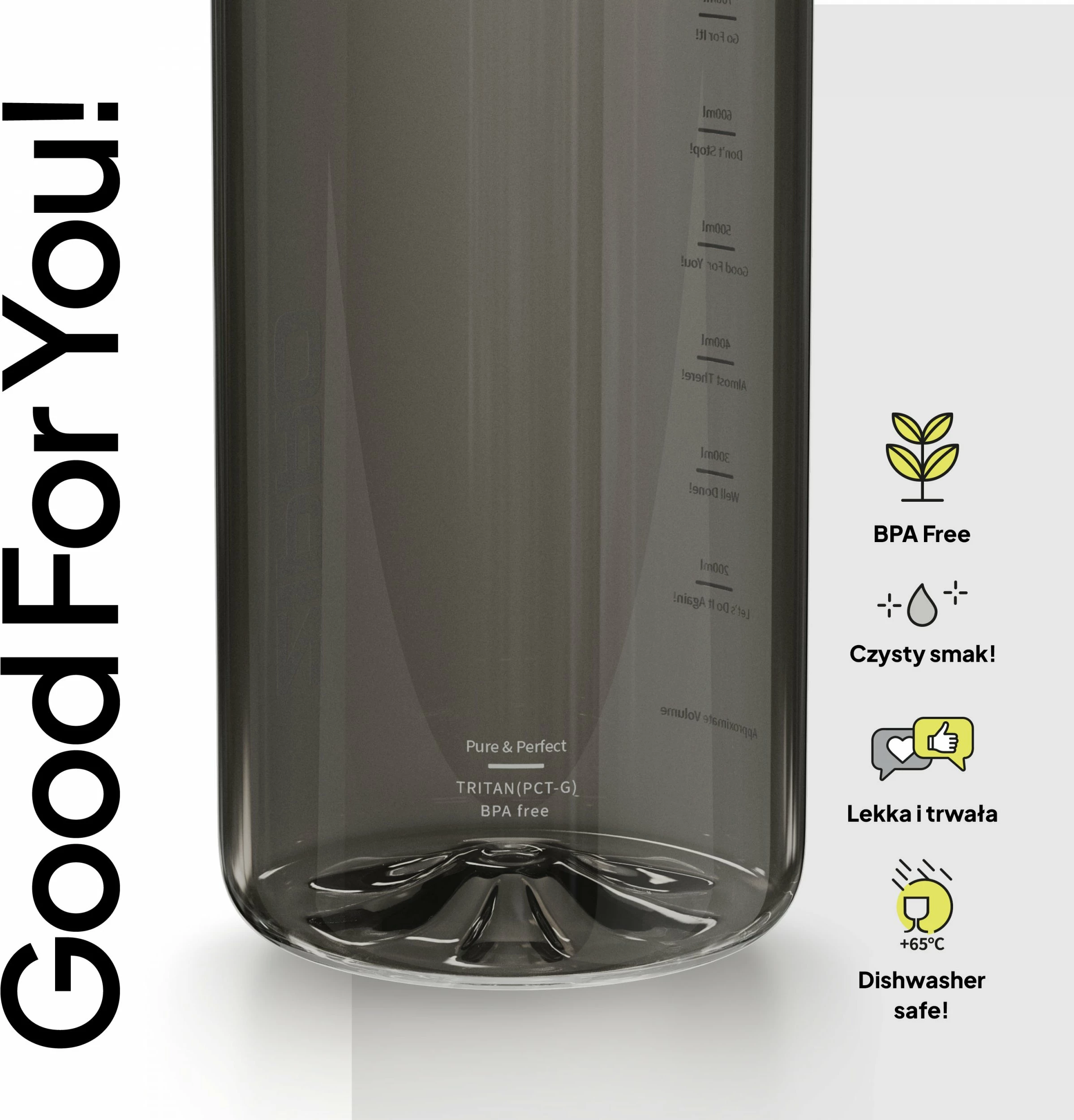 Shishe uji Zipro Water Bottle Tritan 800 ml, me sitë/strainer, BPA free, e zezë