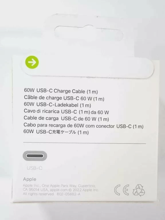 Kabllo USB-C në USB-C Apple MW493ZM/A 1 m 60W, e bardhë