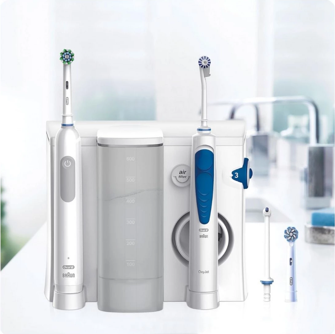 Furçë dhëmbësh elektrike me irigator oral, Oral-B, Oral Health Center + Pro 1 (840825), e bardhë, set