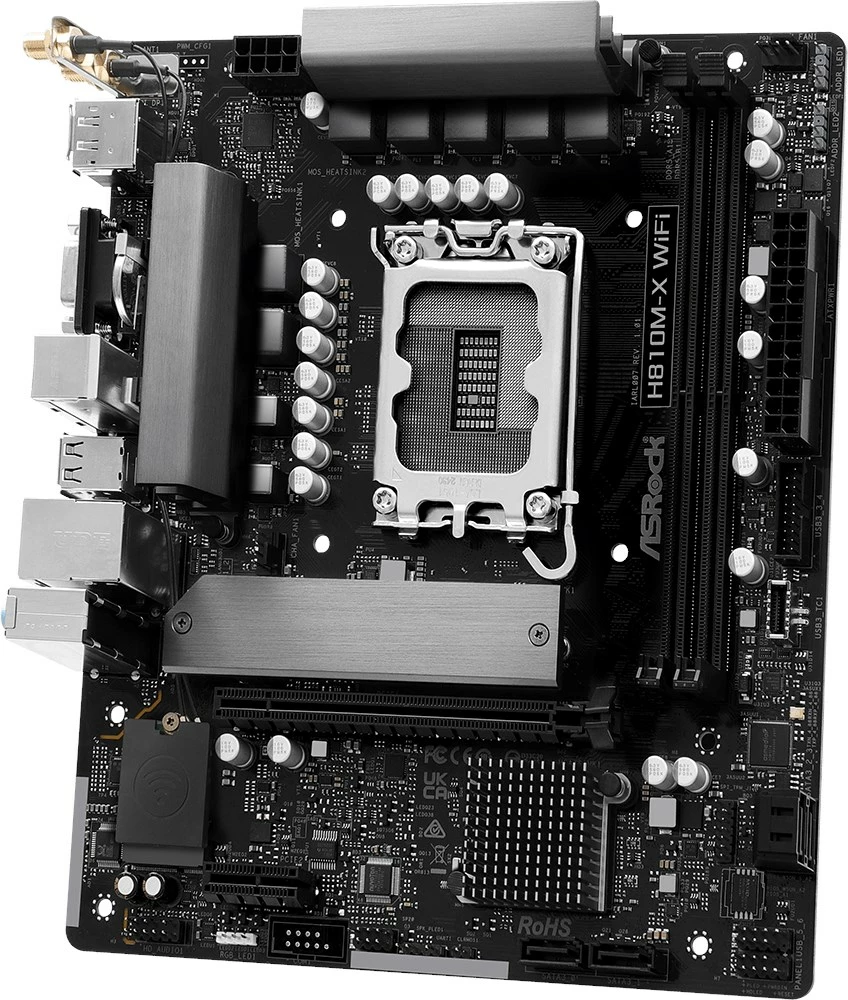 Pllakë amë ASRock H810M-X WIFI, micro ATX, Socket 1851, Wi-Fi, e zezë