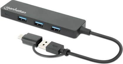USB hub MANHATTAN 4-portë, Typ-C/Typ-A, USB 3.0, zi