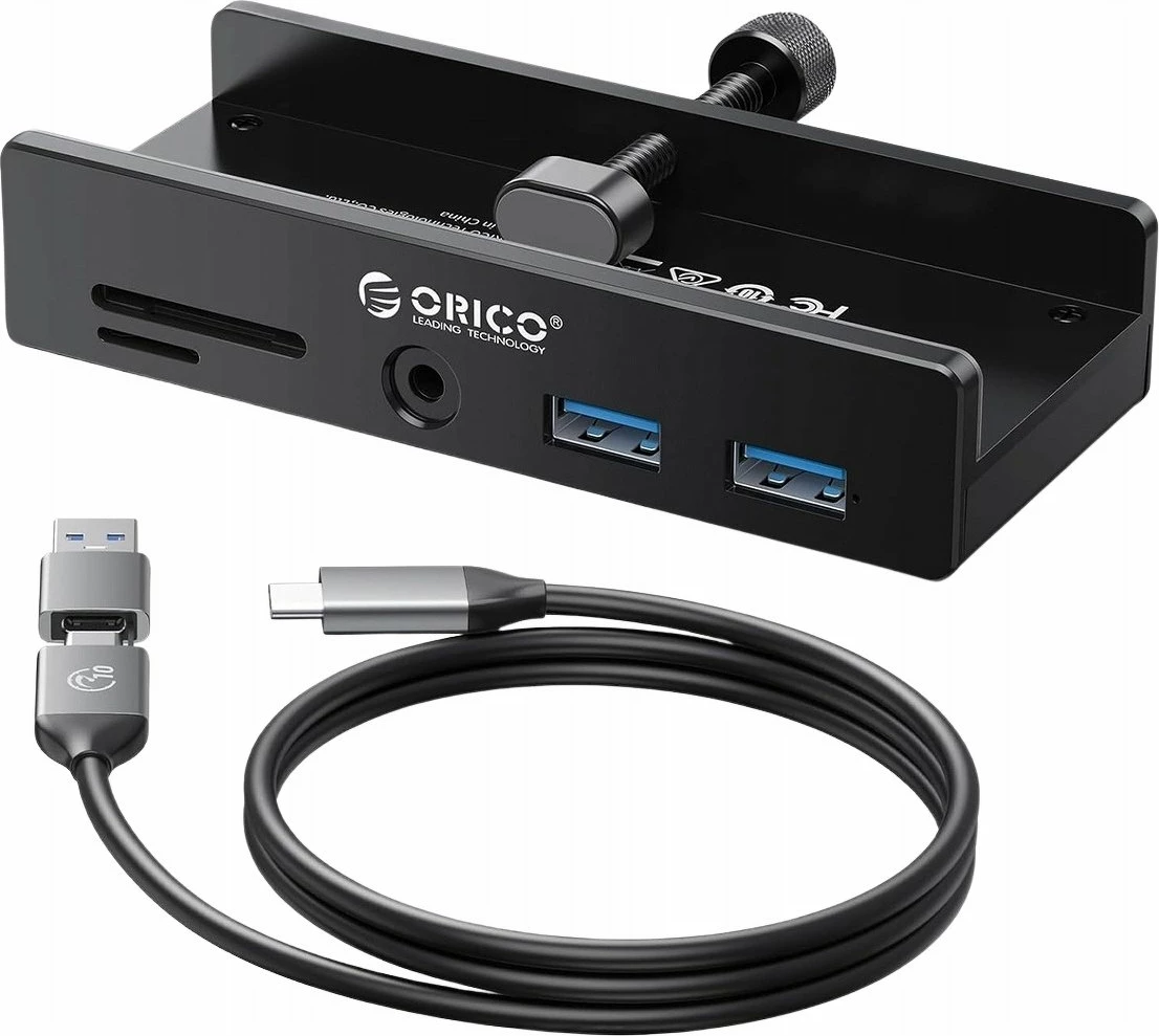 Hub USB-C Orico MH5PMM-10-BK-BP, 7-në-1 (2x USB-A 3.0, 2x USB-C, SD/microSD, audio 3.5mm), 5Gbps, i zi, set 1 copë