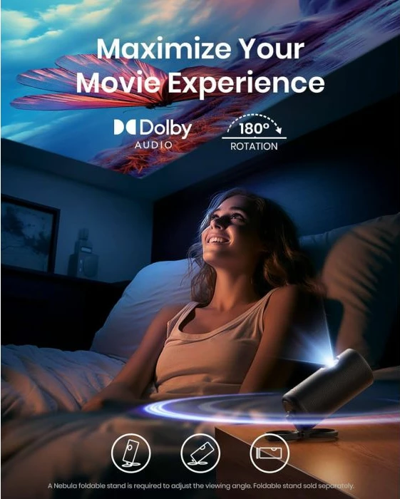 Projektor portativ NEBULA Capsule 3 Laser 1080p, 300 ANSI, Android TV 11, bateri 52Wh, altoparlant 8W, i zi
