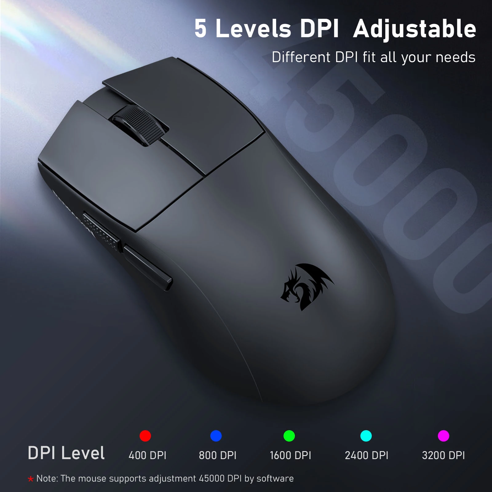 Maus gaming Redragon King Ultra M999, 2.4GHz wireless + Bluetooth 5.1 + wired, 5 nivele DPI, zi, me stacion karikimi RGB magnetik