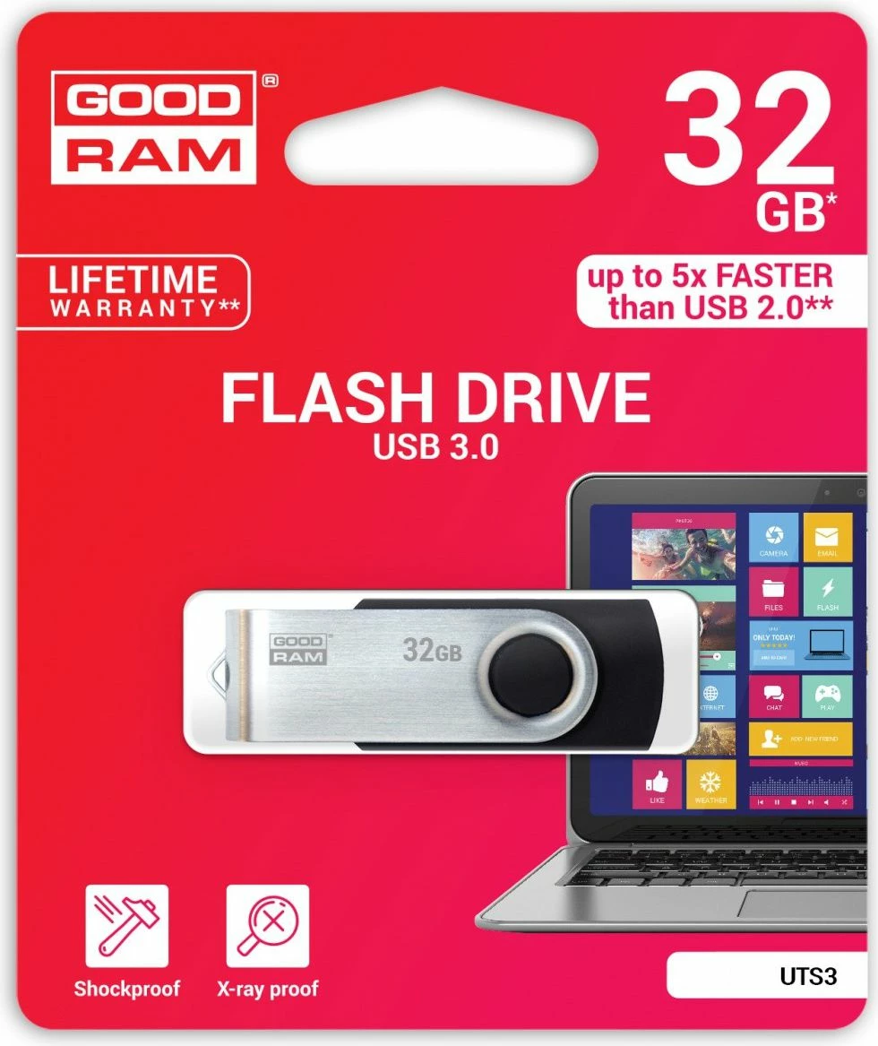 USB memorje GoodRam UTS3 32GB USB 3.2 Gen 1 (UTS3-0320K0R11), zi/argjendtë