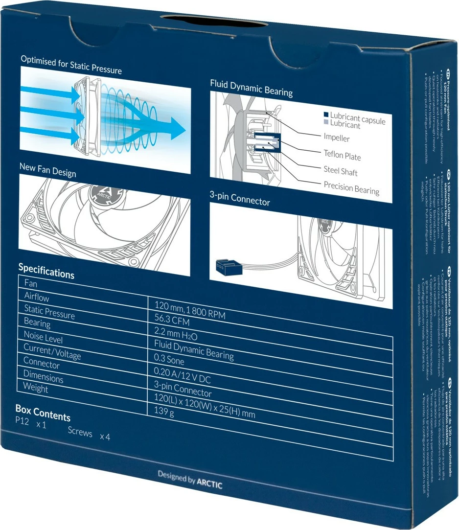 Ventilator ARCTIC P12, 120 mm, 1800 RPM, i zi