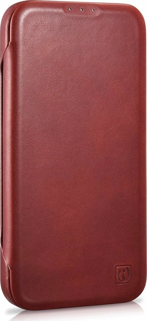 Mbështjellës iCarer CE Oil Wax Premium Leather Folio AKI14220707-RD për iPhone 14 Plus, lëkurë natyrale, me flapa magnetike, MagSafe, kuqe