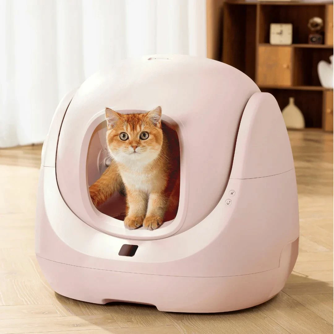 kuti inteligjente rëre për mace Catlink Baymax 7 L WiFi vetëpastruese, rozë, set me karikues + hidrogel deodorant + qese mbeturinash