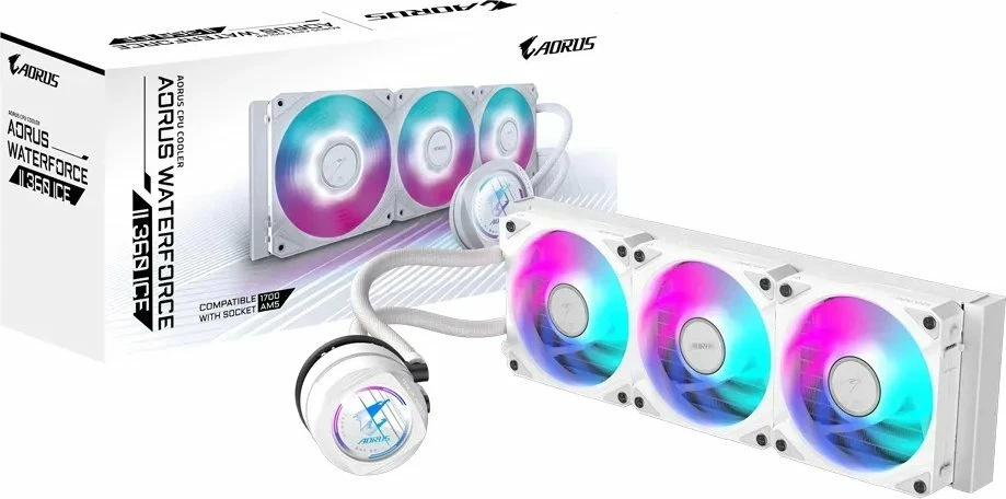 Ftohës me ujë AIO Gigabyte Aorus WaterForce II 360 Ice 360mm ARGB PWM, i bardhë