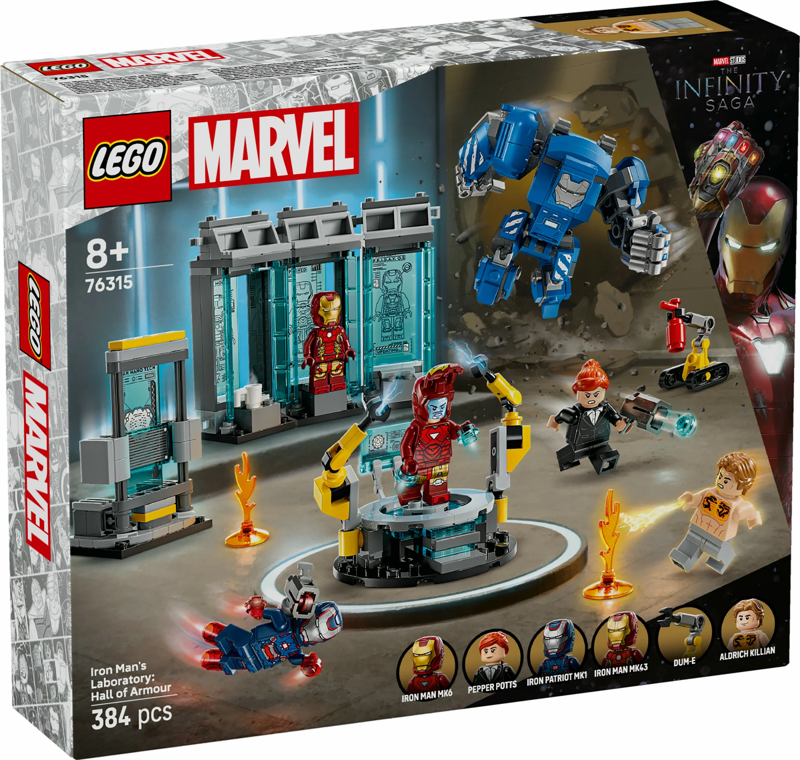 Set ndërtimi LEGO Iron Man's Laboratory: Hall of Armour, 384 pjesë, shumëngjyrësh