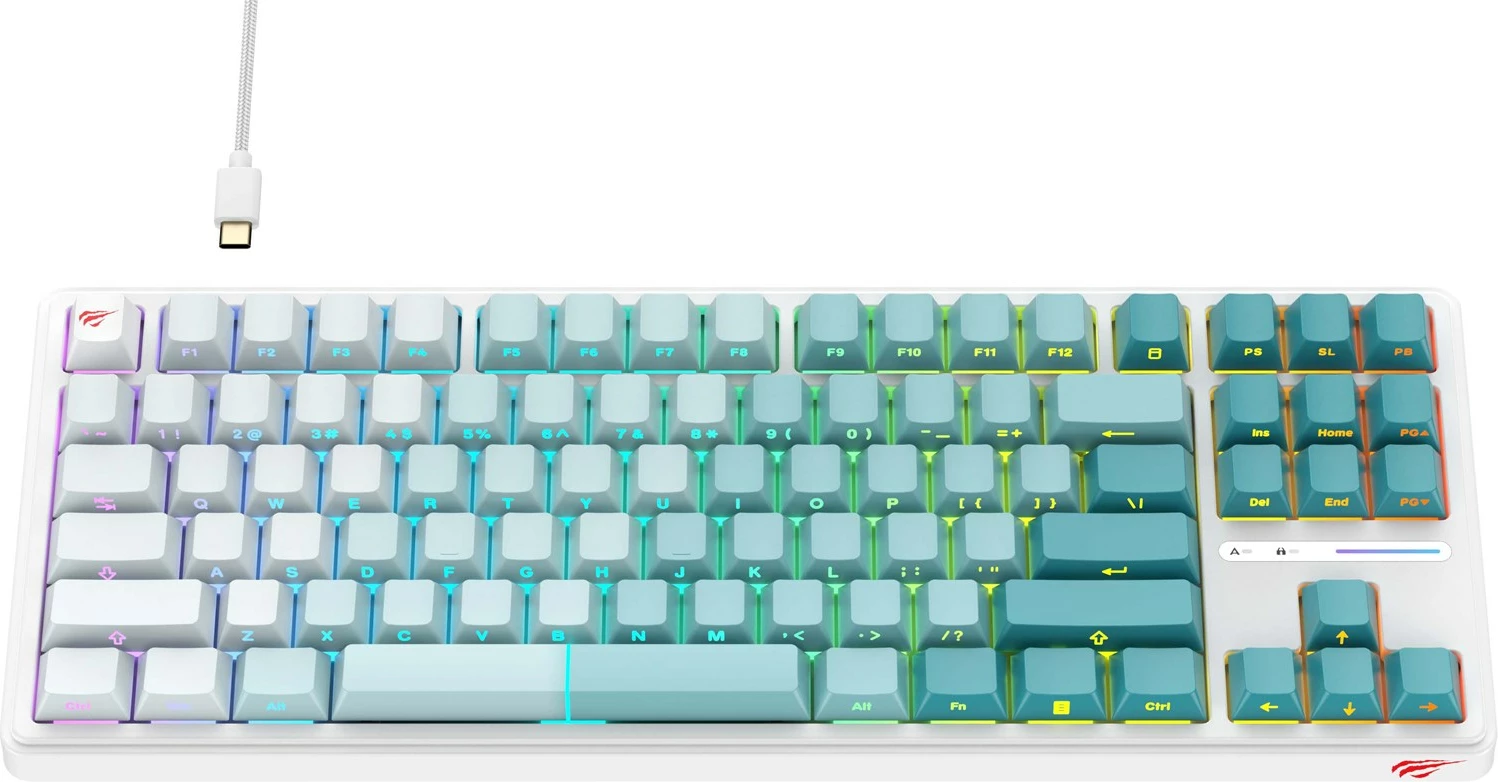 Tastierë gaming HAVIT KB901Lwg, RGB LED, me kabllo, e bardhë dhe e gjelbër