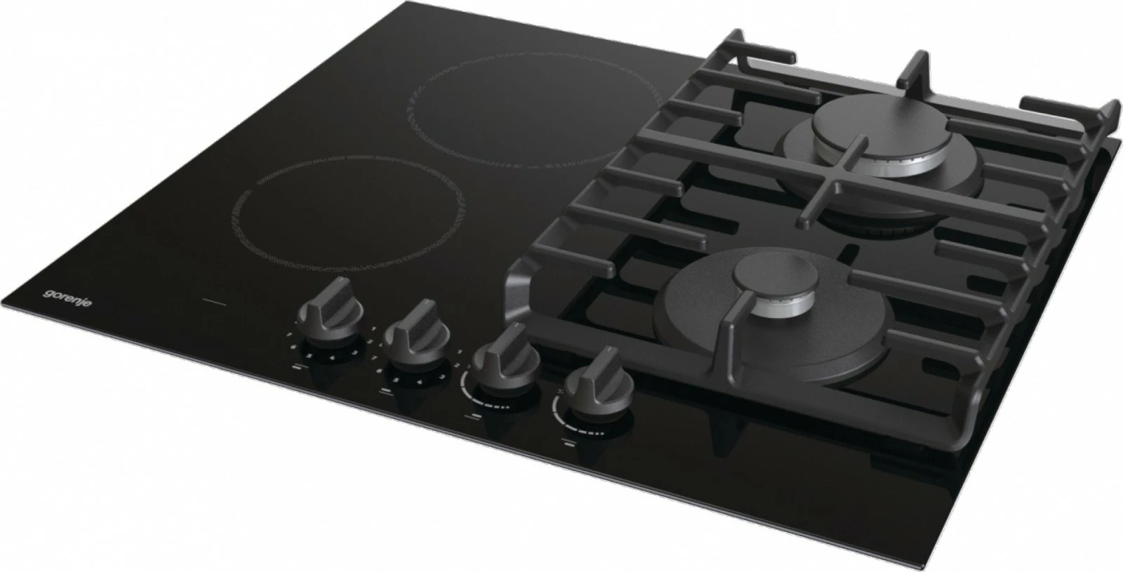 Pllakë gatimi Gorenje GCE691BSC, kombinim gaz-qeramik, 4 zona, e zezë