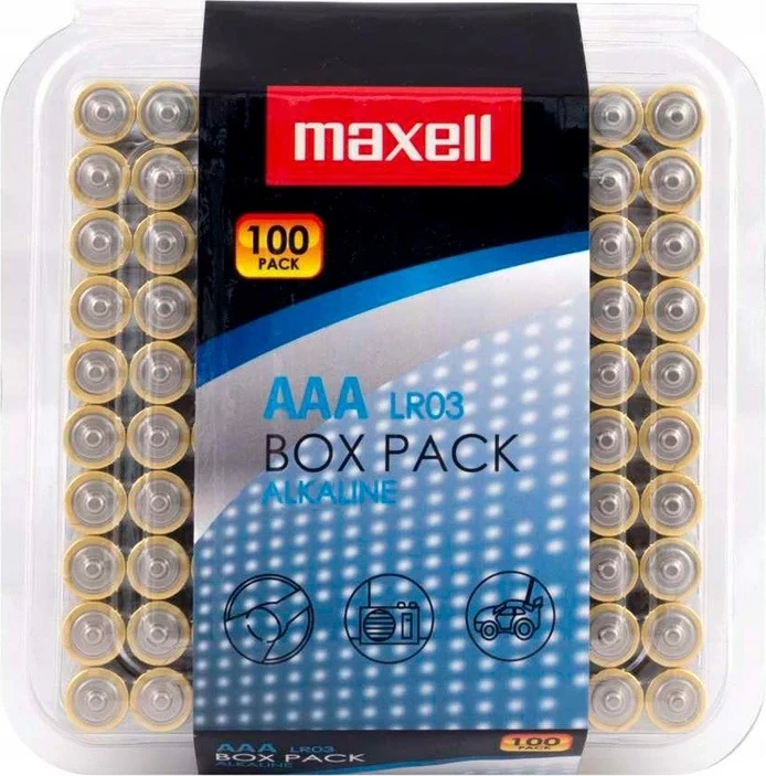 Bateri alkaline Maxell LR03 AAA, 1.5V, 100 copë, Blu