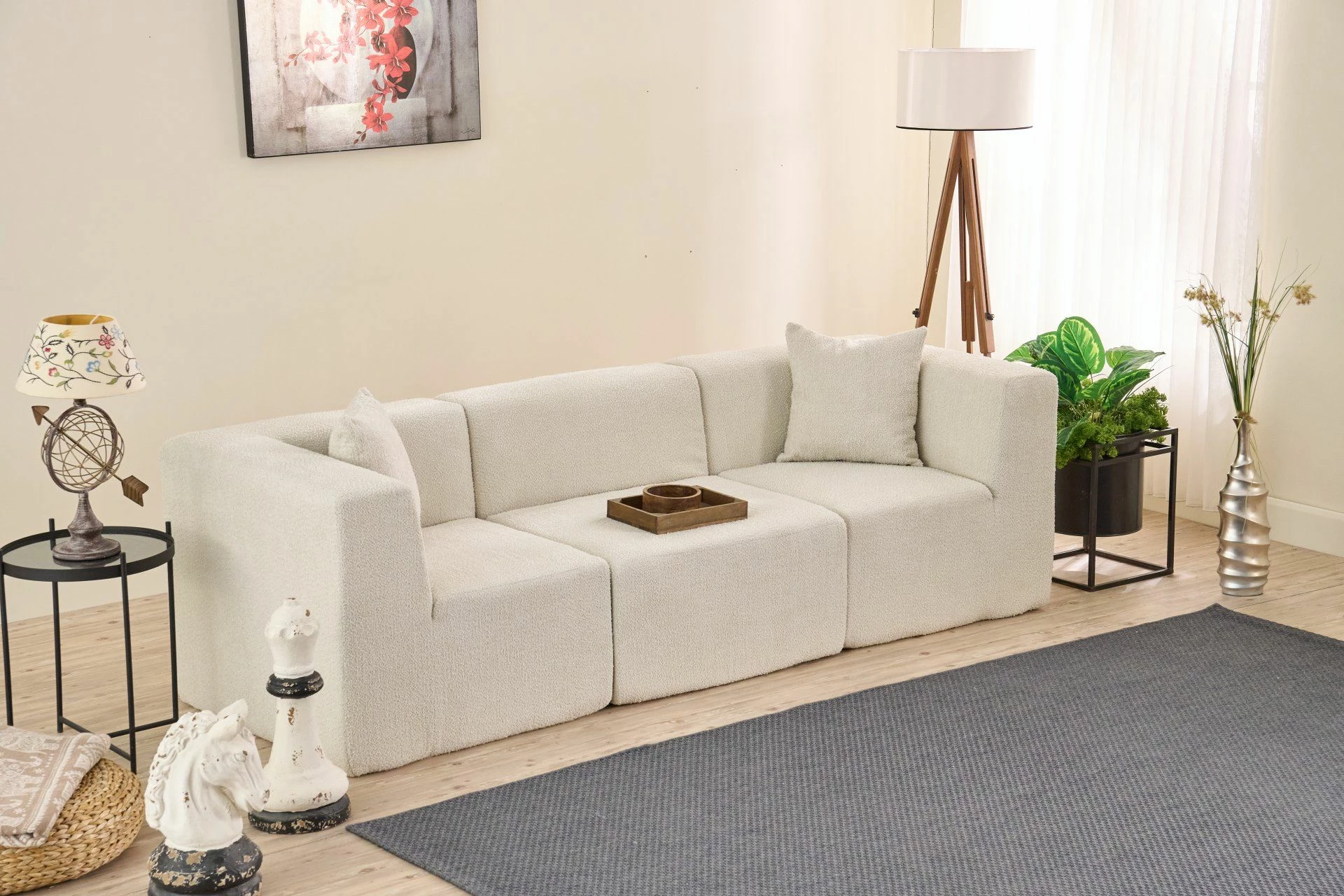 Divan treshe, krem, Atelier del Sofa, 3 pjesë
