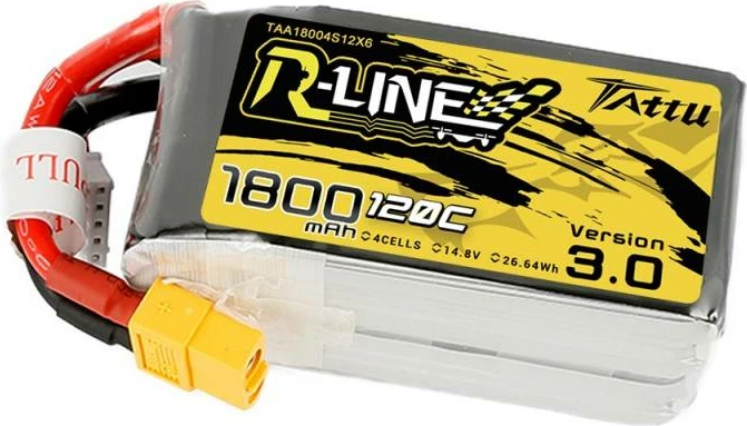 Bateri LiPo Tattu R-Line Version 3.0, 1800mAh, 14.8V, 120C, XT60