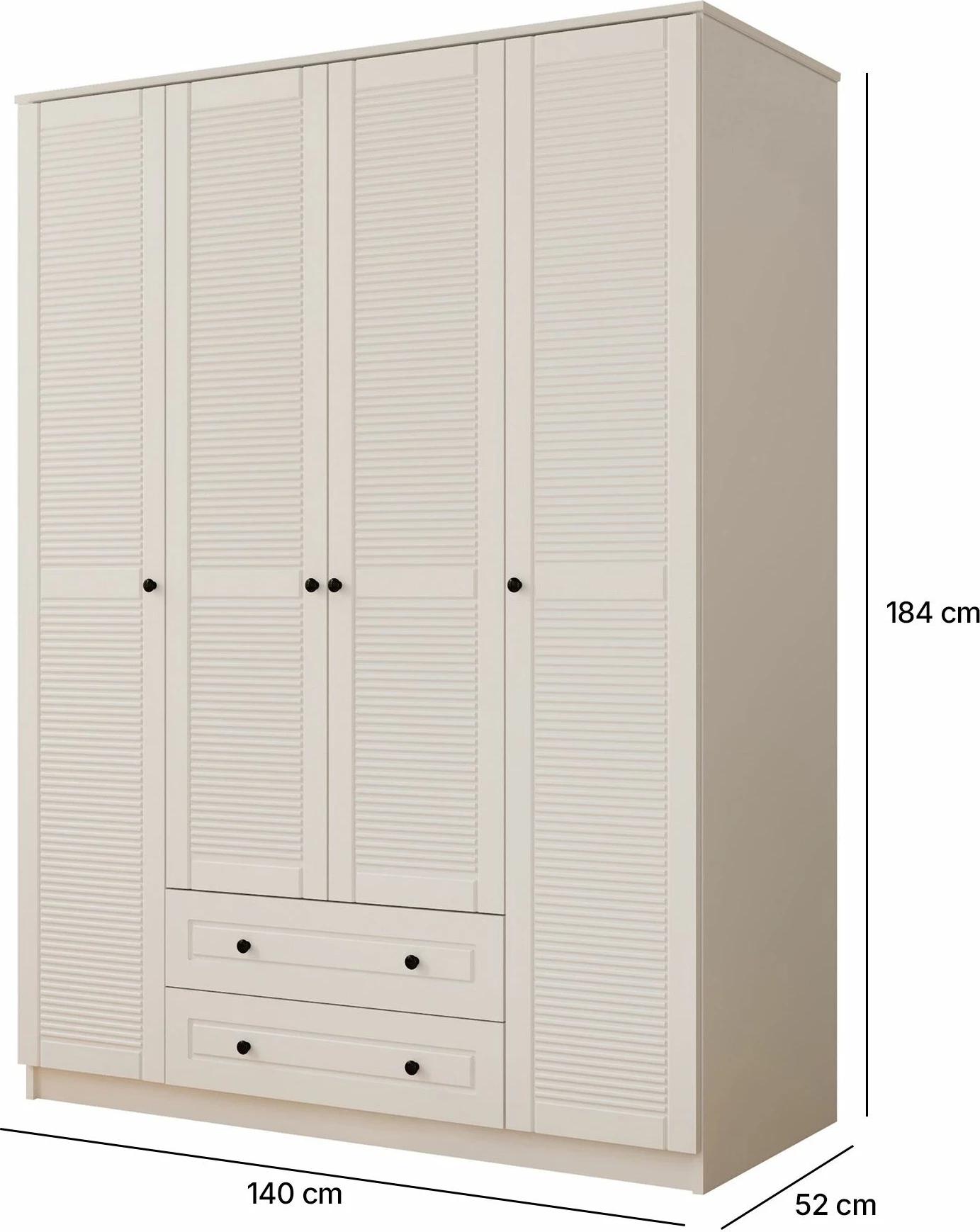 Dollap rrobash, ngjyrë e bardhë mat, Skye Decor, Rb-063, 140x184x52cm