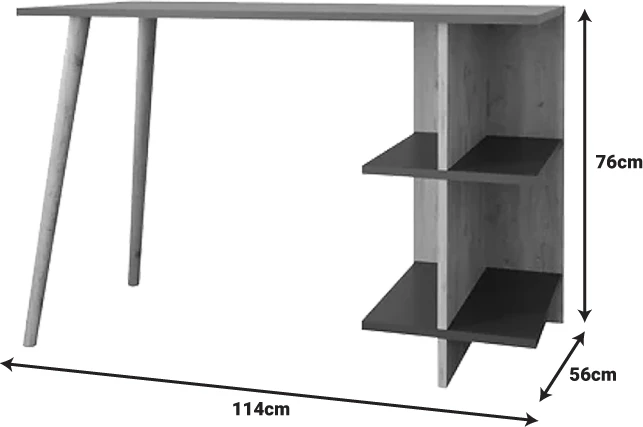 Tavolinë pune Volet, ngjyrë lisi-antracit, 114x56x76cm
