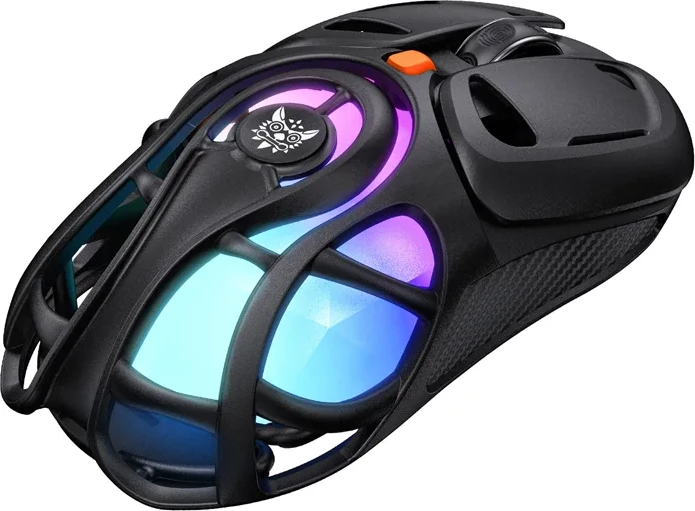 Maus gaming ONIKUMA DM02, 12800 DPI, RGB, 2.4GHz/Bluetooth/USB-C, 6 butona, i zi, set (receiver + kabllo)