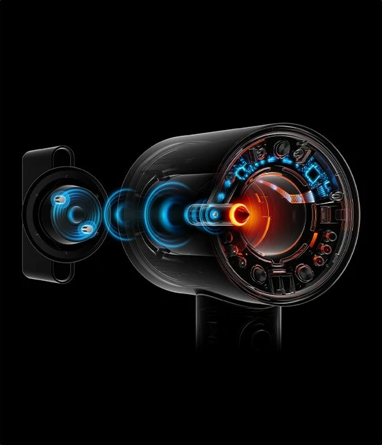 Tharëse flokësh Dyson Supersonic Nural, 1600 W, 13.3 l/s, Blu, Portokalli